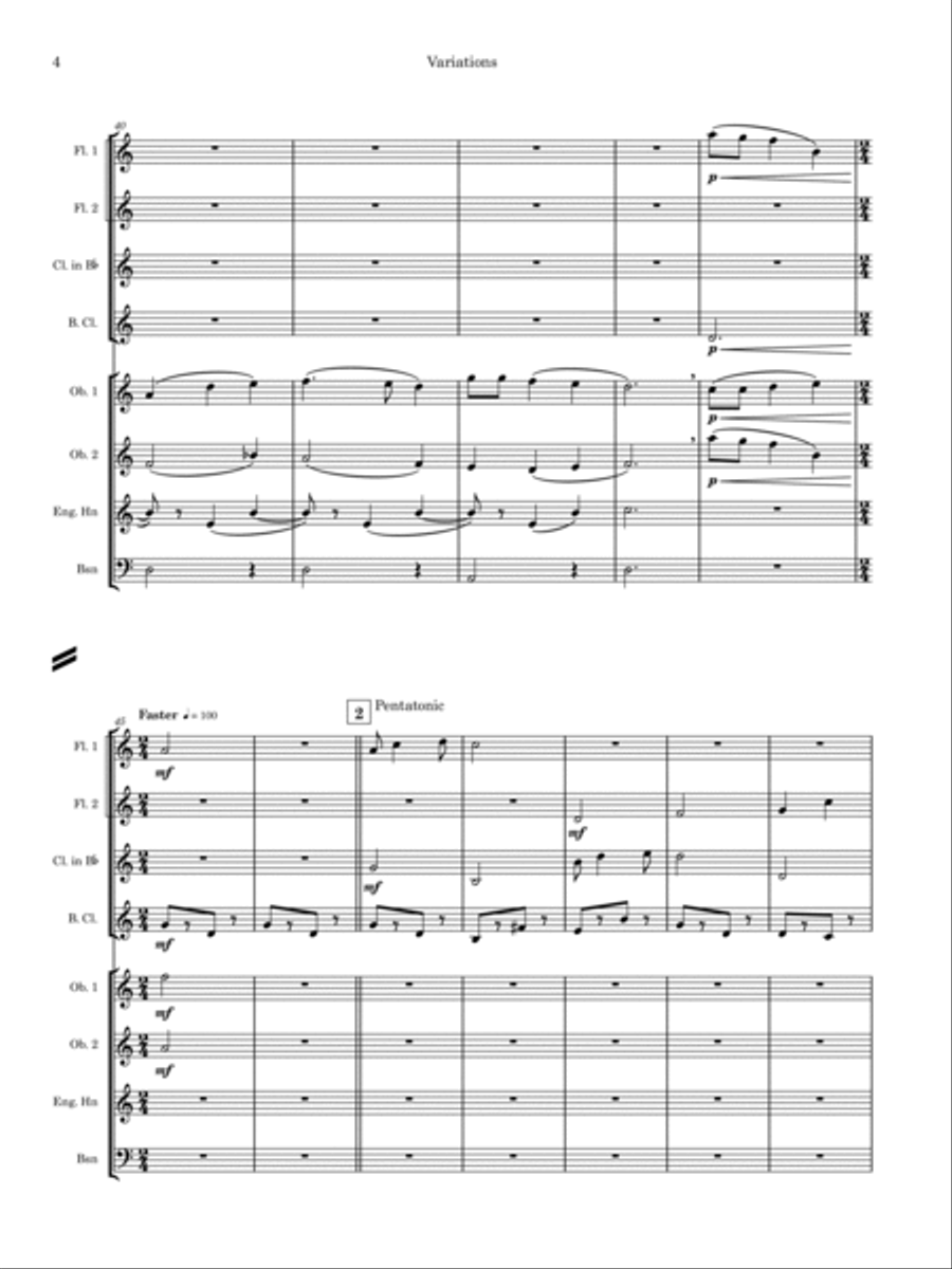 Variations on 2 Songs Woodwind Ensemble scores gallery preview page 6