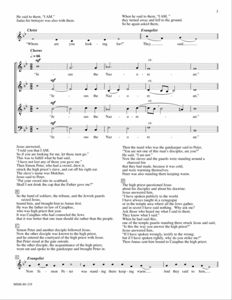 The Passion of Our Lord Jesus Christ according to John (Choral Score)