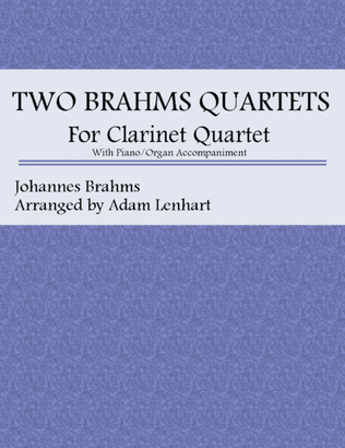 Book cover for Two Brahms Quartets for Clarinet Quartet