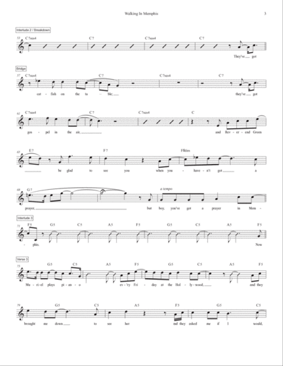 Walking In Memphis Piano scores gallery preview page 3