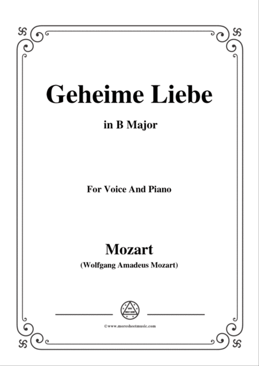 Mozart-Geheime Liebe,in B Major,for Voice and Piano Voice Solo scores gallery preview page 1