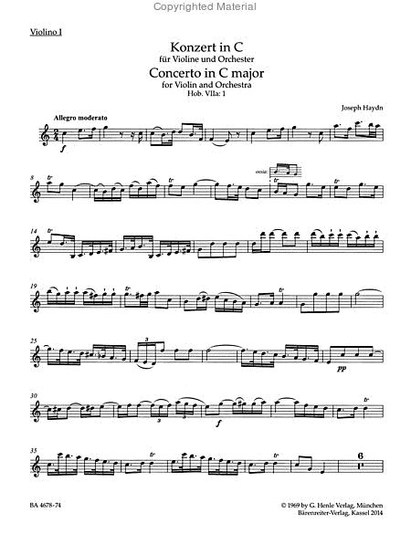 Concerto for Violin and Orchestra in C major Hob. VIIa:1