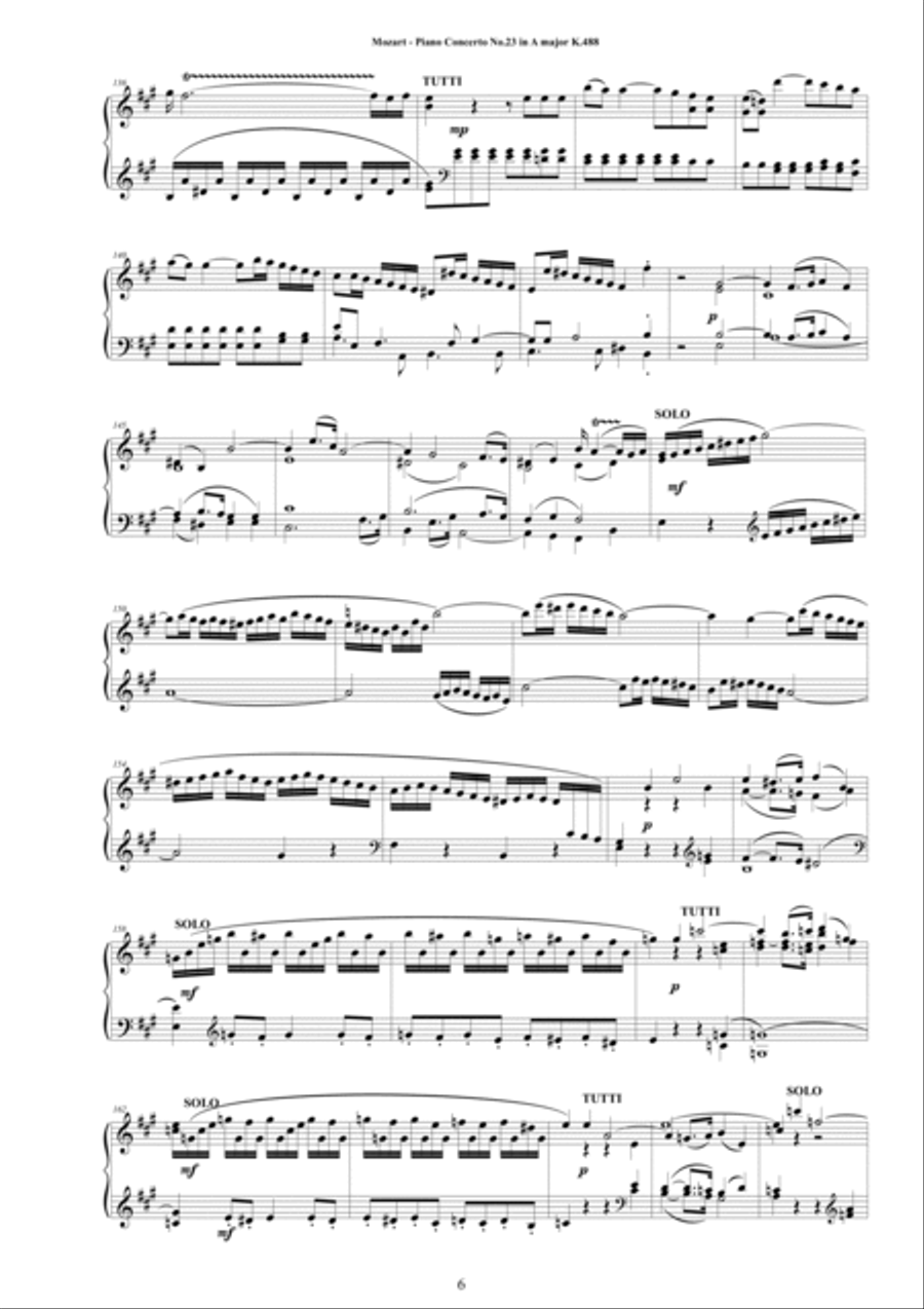 Mozart - Piano Concerto No.23 in A major K 488 - Piano version Piano Solo scores gallery preview page 6