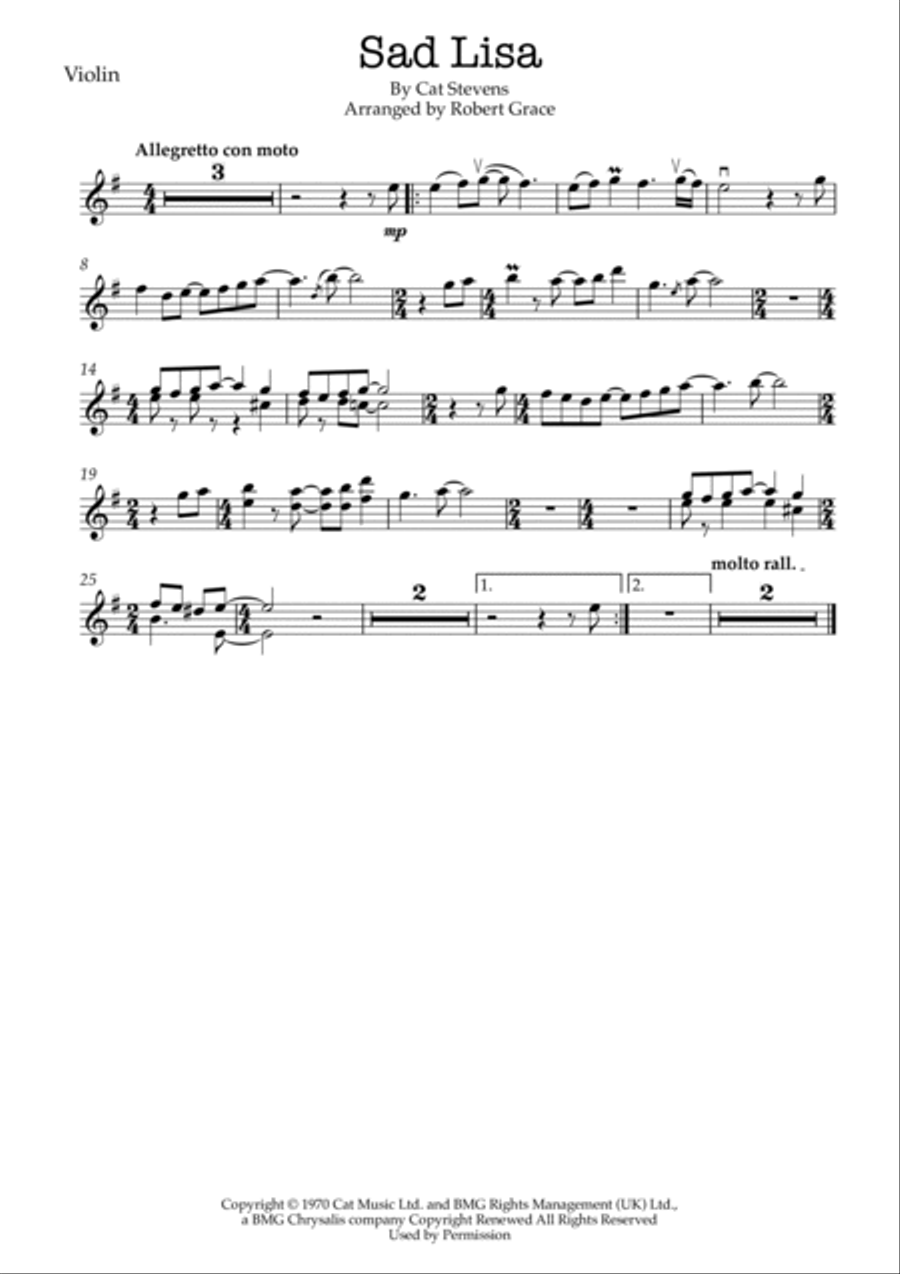Sad Lisa Violin Solo scores gallery preview page 3