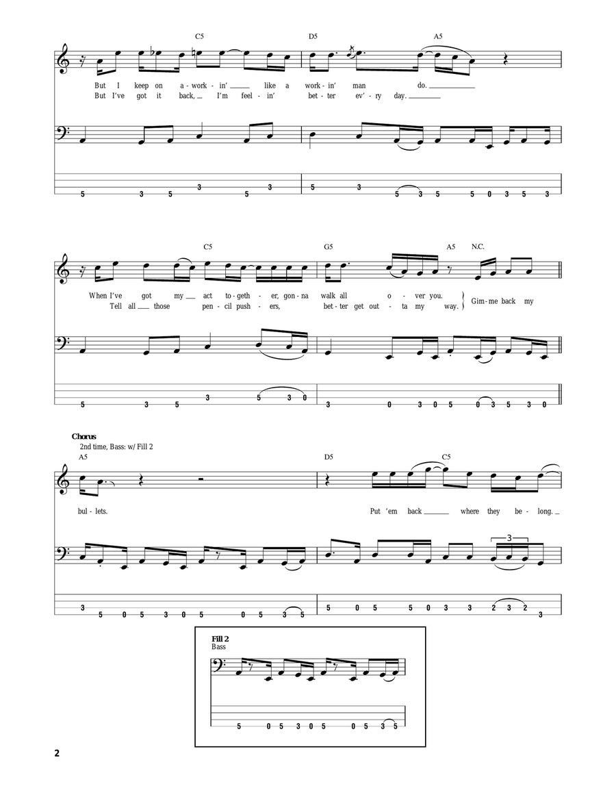 Gimme Back My Bullets Bass Guitar Tablature scores gallery preview page 2