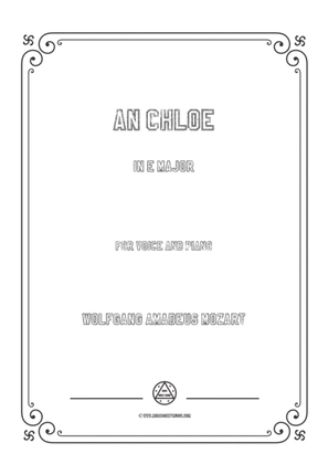 Book cover for Mozart-An Chloe in E Major,for Voice and Piano