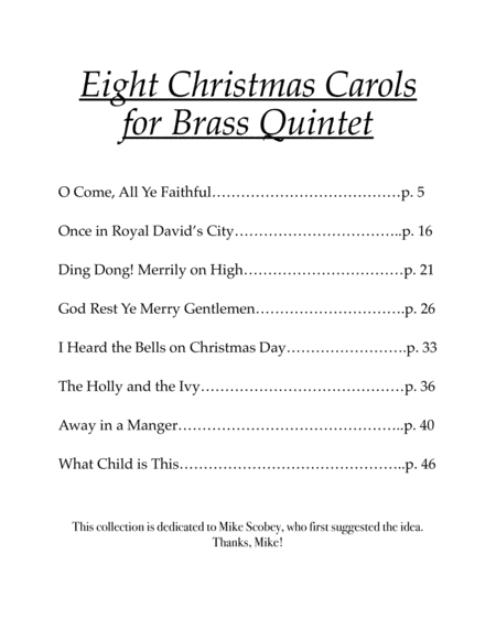 "Eight Christmas Carols for Brass Quintet"