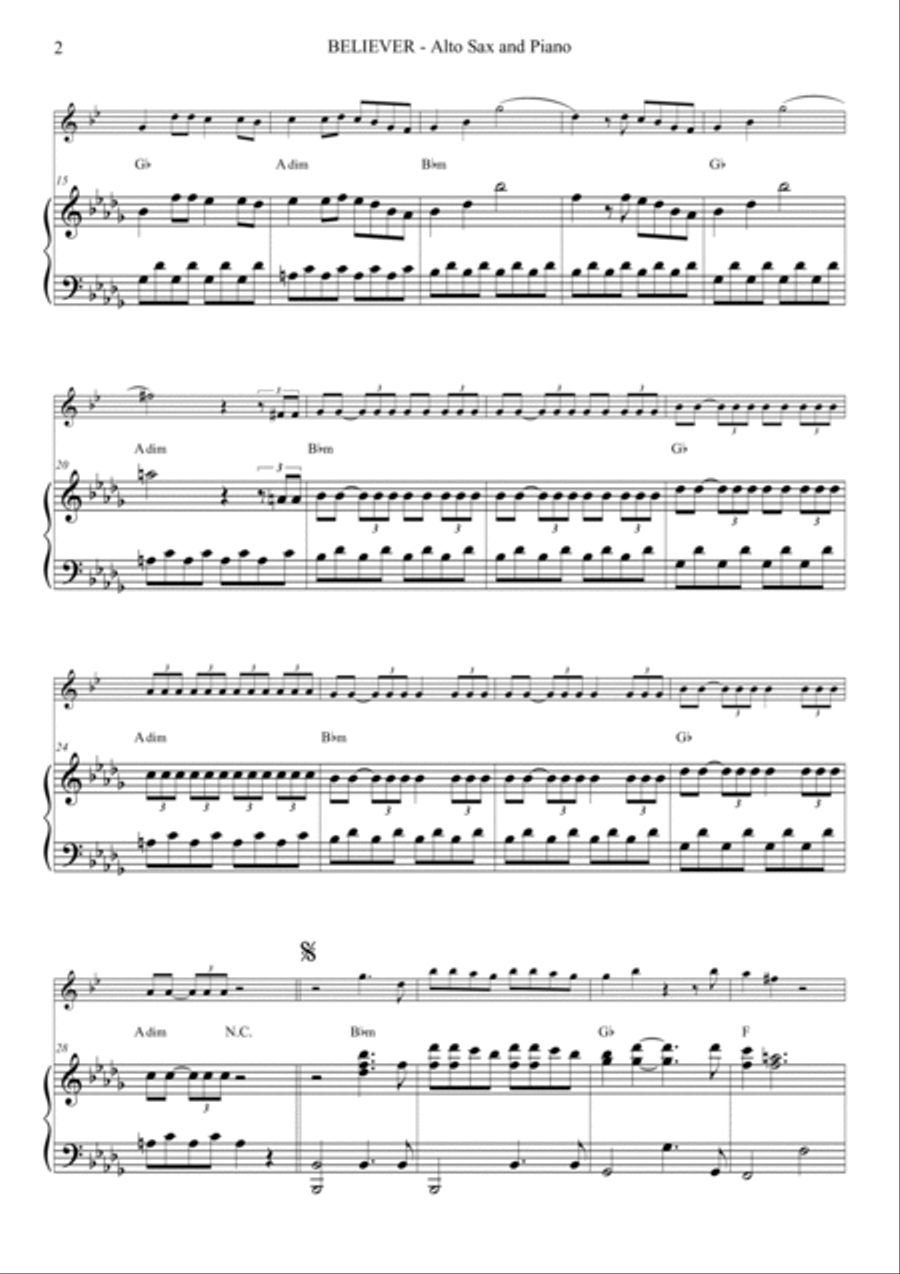 Believer saxophone on sale