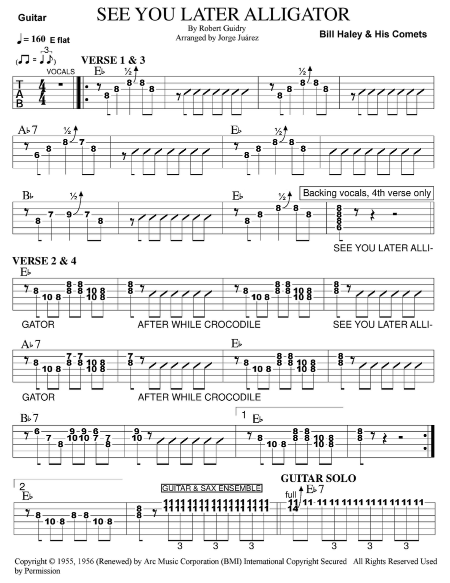 See You Later, Alligator See You Later, Alligator Guitar Tablature scores gallery preview page 1