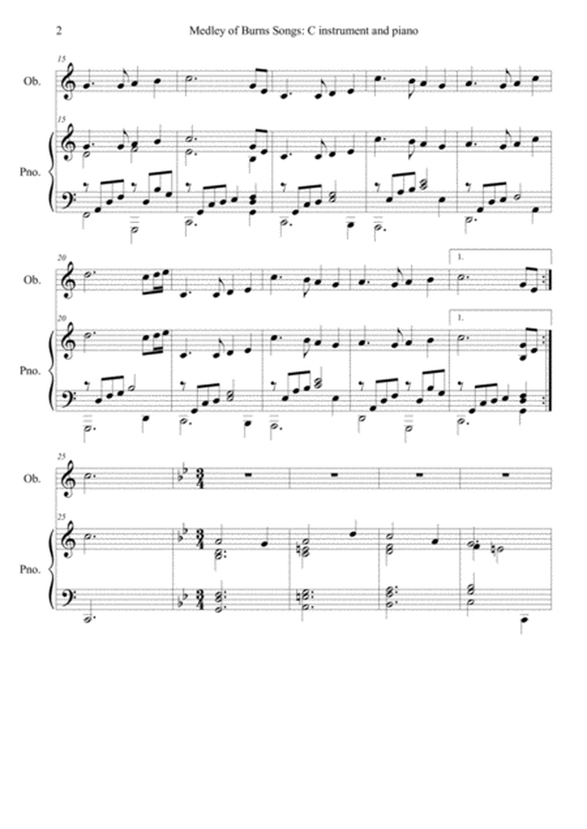 Medley of Burns Songs for C Instrument and Piano image number null