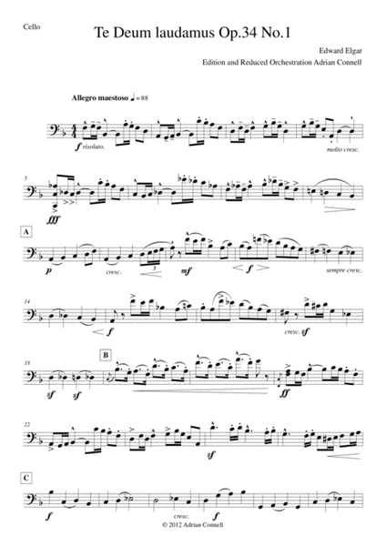 Elgar - Te Deum - Reduced Orchestration - Cello