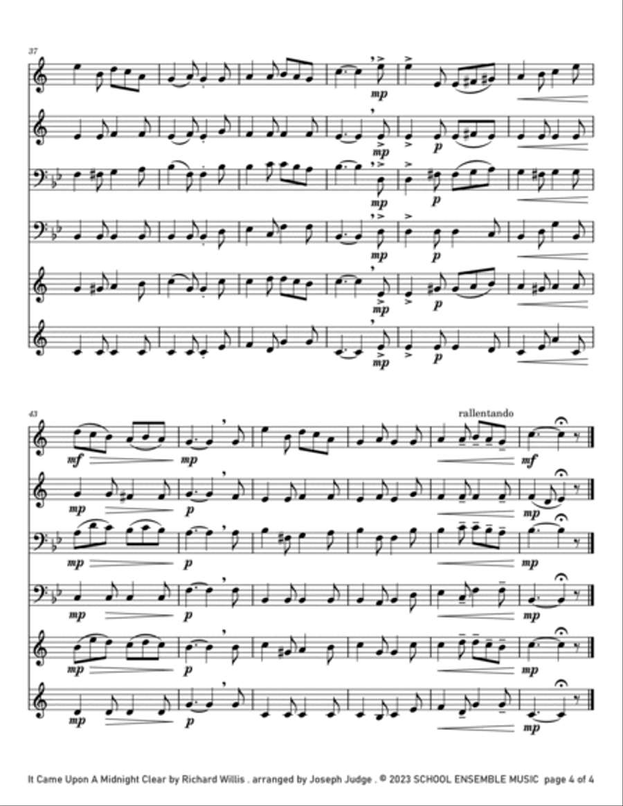 It Came Upon A Midnight Clear for Brass Quartet in Schools Brass Quartet scores gallery preview page 4