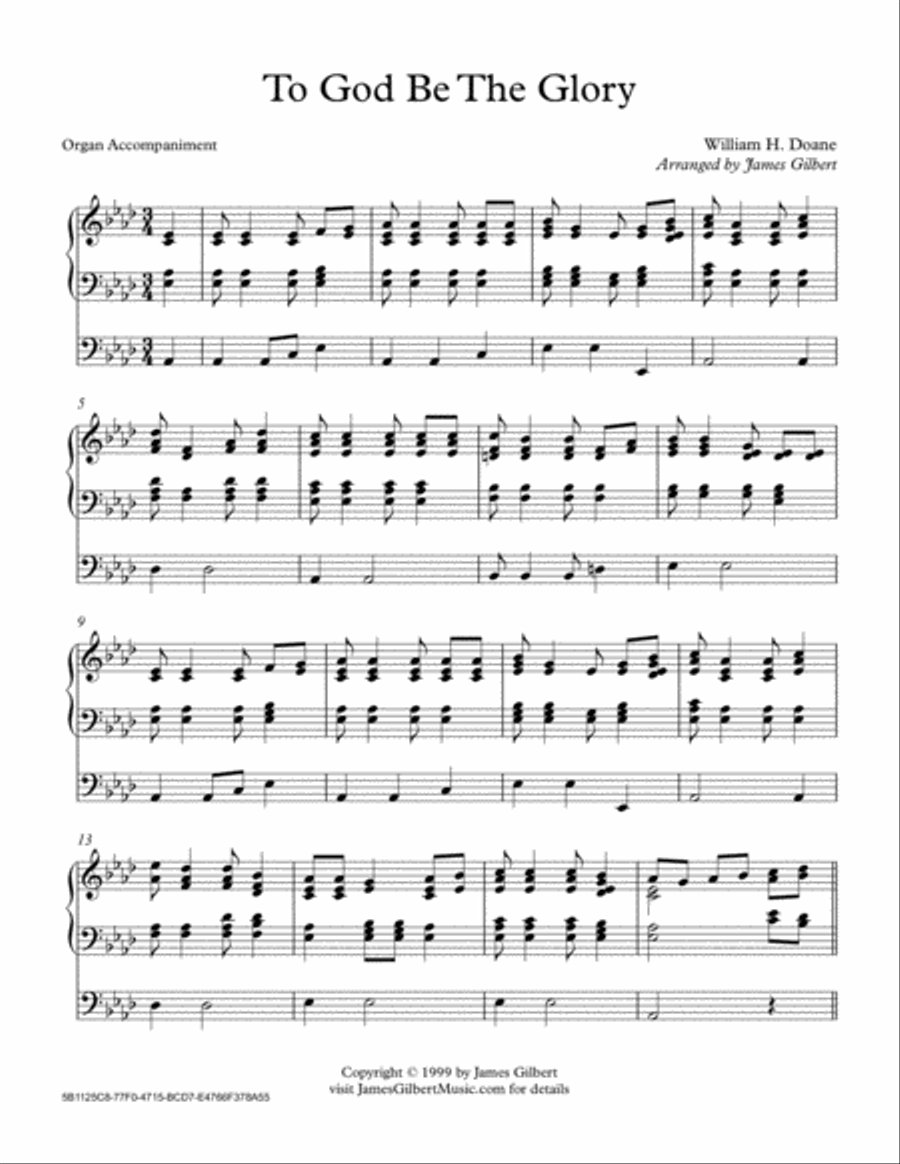 TO GOD BE THE GLORY Organ Solo scores gallery preview page 1
