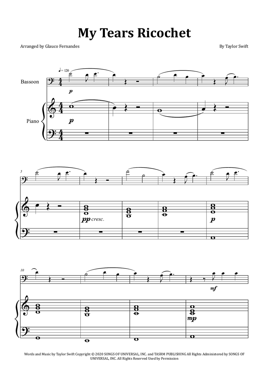 My Tears Ricochet Chamber Music scores gallery preview page 1