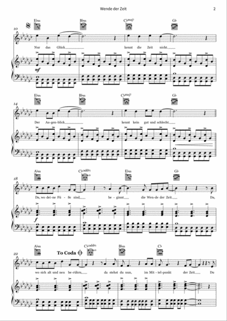 Wende der Zeit Piano, Vocal, Guitar scores gallery preview page 4