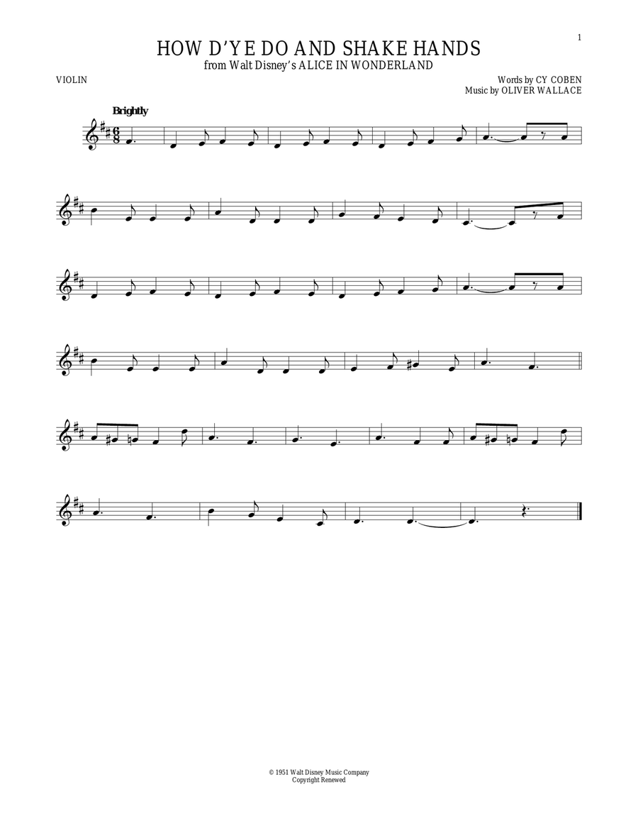 How D'ye Do And Shake Hands Violin Solo scores gallery preview page 1