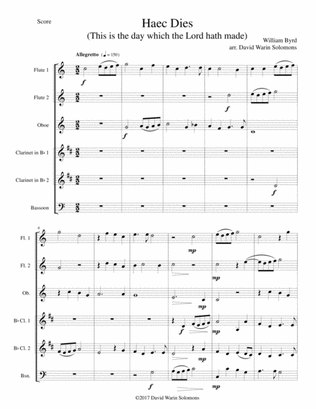 Haec Dies for wind sextet (2 flutes, oboe, 2 clarinets, bassoon)