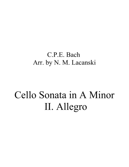Sonata in A Minor for Cello and String Quartet II. Allegro