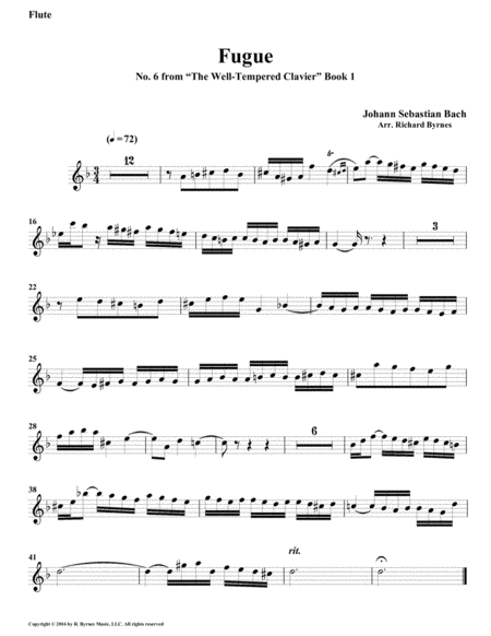 Fugue 06 from Well-Tempered Clavier, Book 1 (Woodwind Quintet) image number null