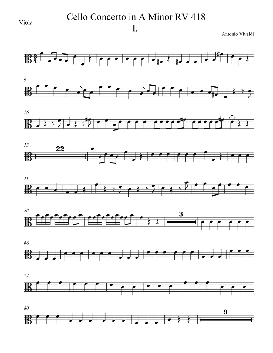 Cello Concerto in A Minor RV 418 Movement I String Orchestra scores gallery preview page 5