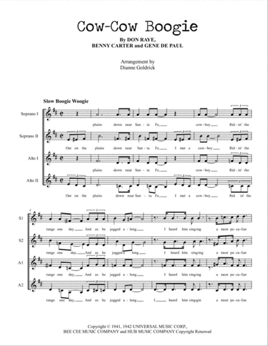 Cow-cow Boogie SSAA scores gallery preview page 1