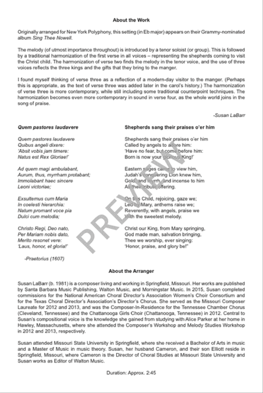 Quem pastores laudavere 4-Part scores gallery preview page 3