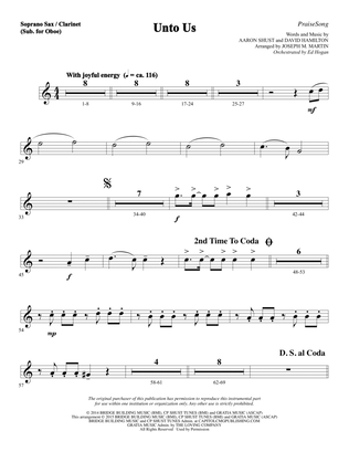 Unto Us - Soprano Sax/Clarinet(sub oboe)