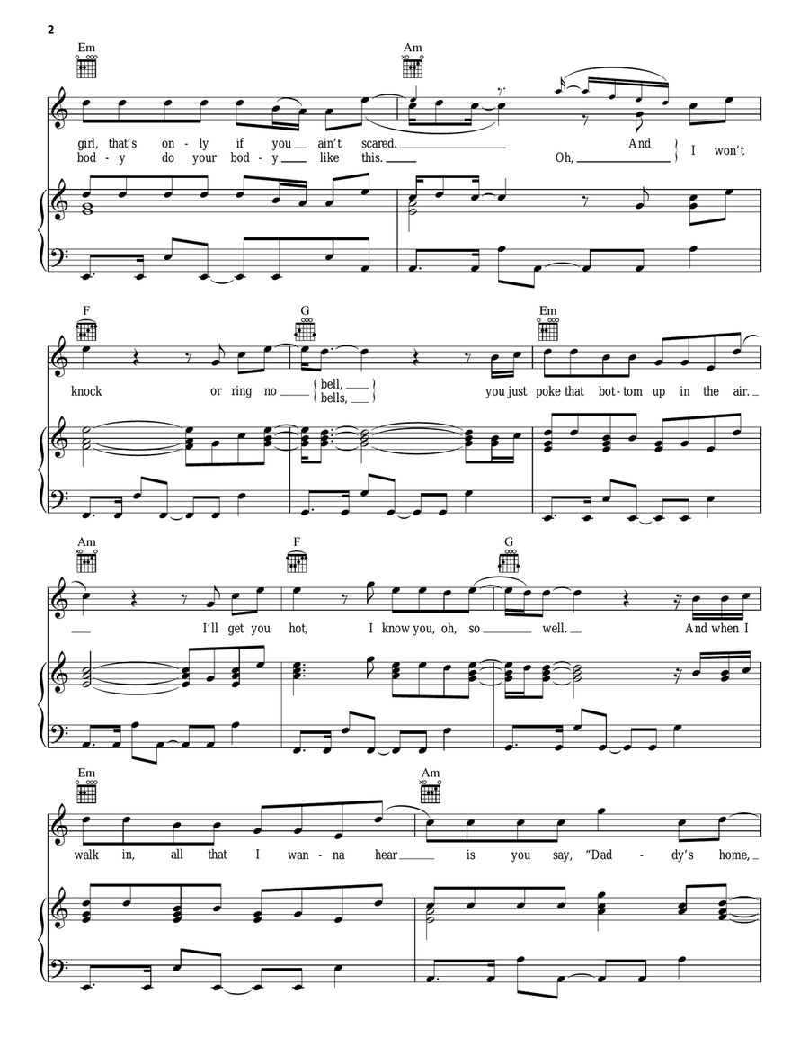 Hey Daddy (Daddy's Home) Piano, Vocal, Guitar scores gallery preview page 2