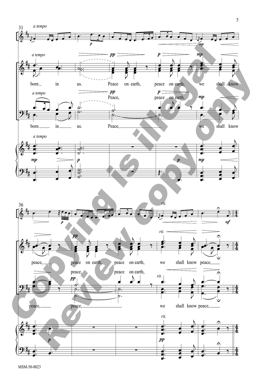 Peace on Earth (Full/Choral Score) 4-Part scores gallery preview page 5