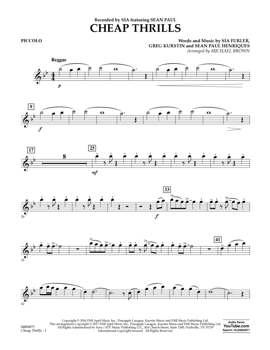 Cheap Thrills - Piccolo Piccolo scores gallery preview page 1