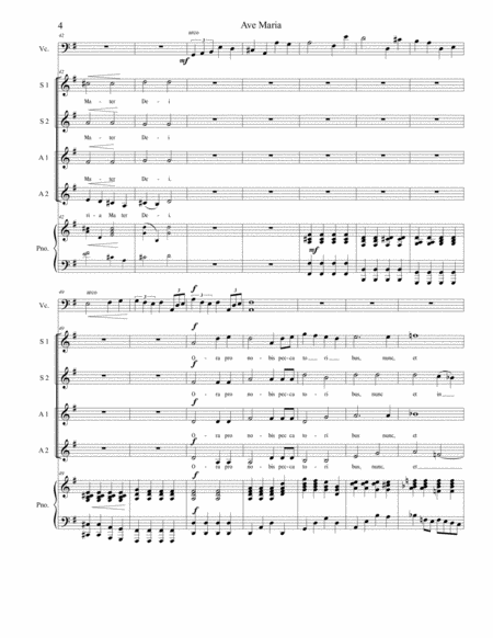 Ave Maria SSAA piano and cello image number null