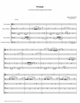 Prelude 24 from Well-Tempered Clavier, Book 2 (Trombone Quintet)
