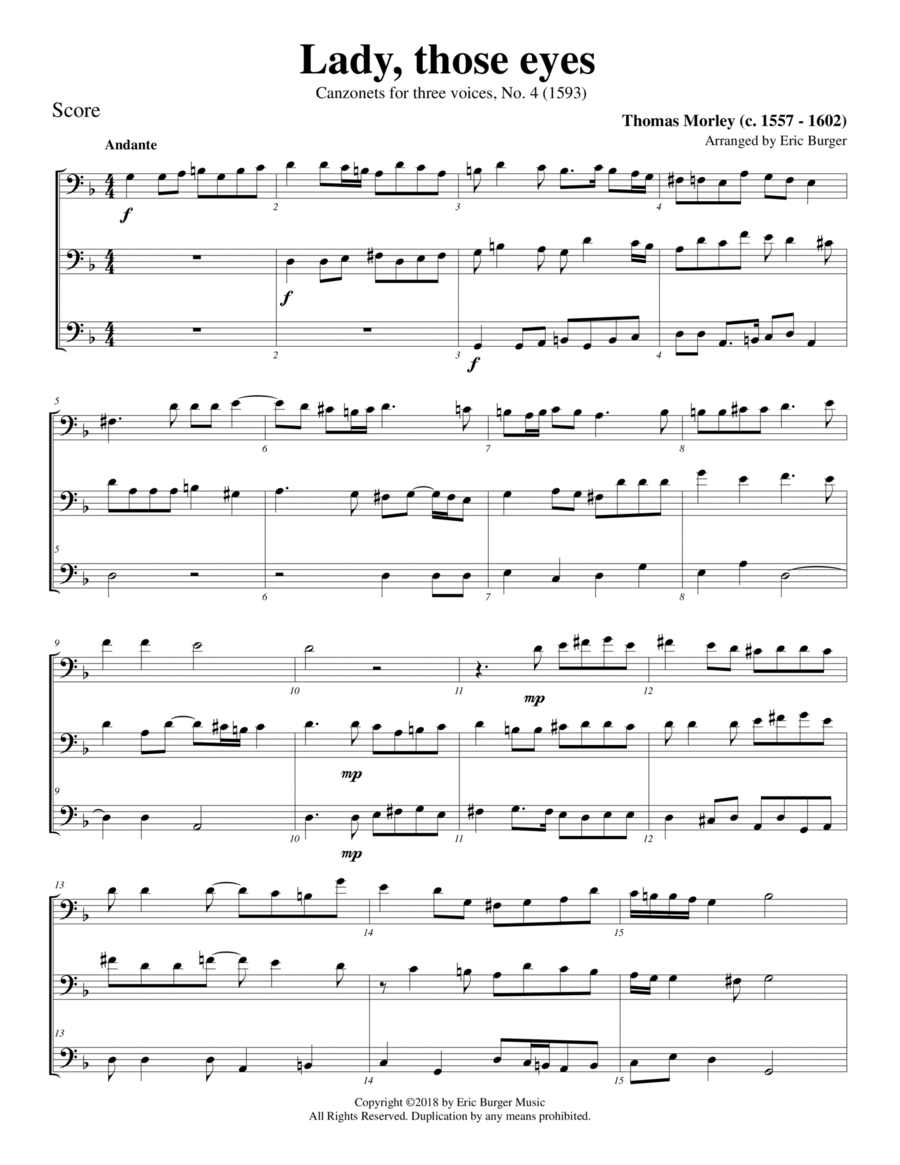 Lady, those eyes for Trombone or Low Brass Trio Trombone Trio scores gallery preview page 1