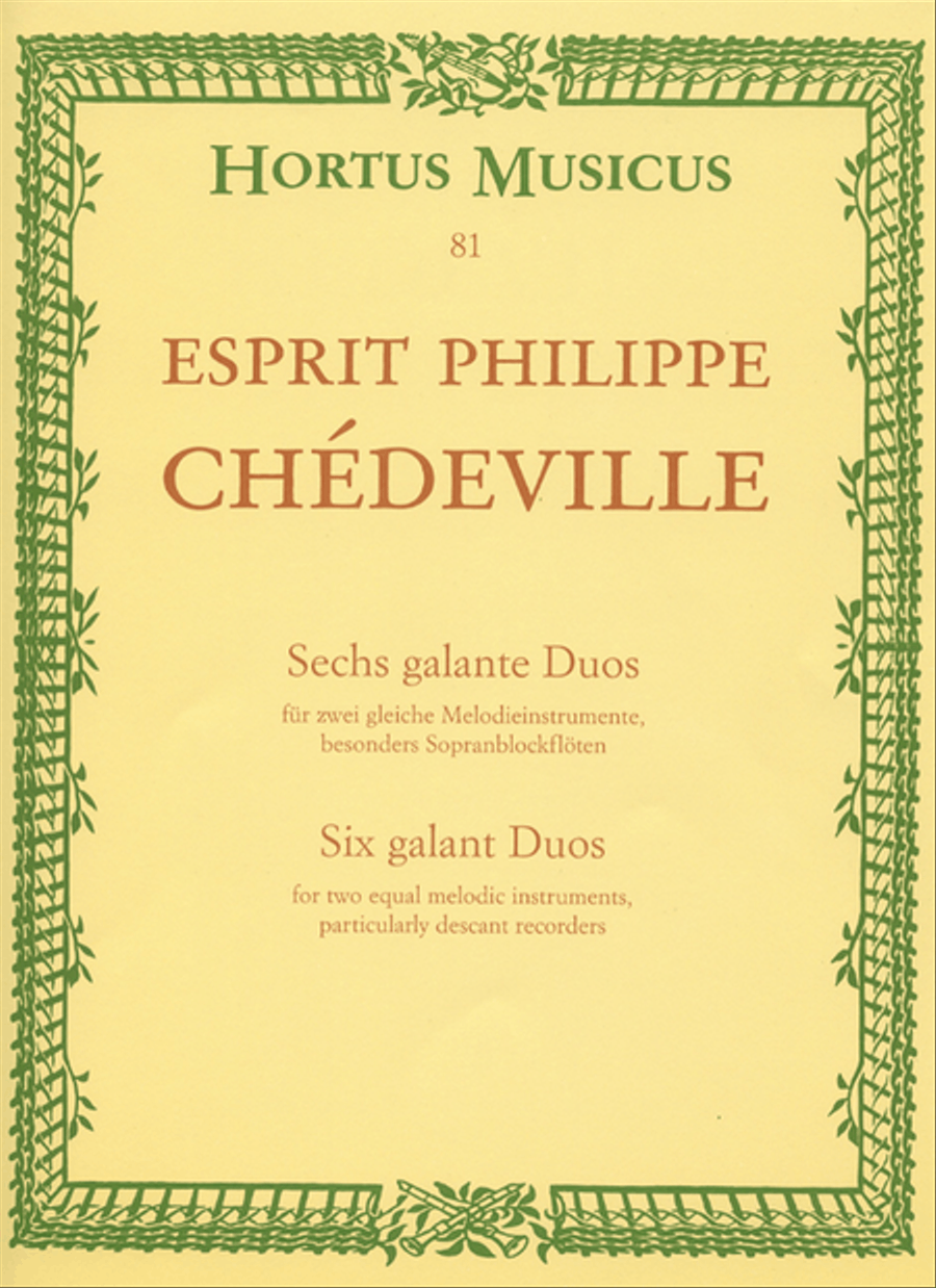 Sechs galante Duos fur zwei gleiche Melodieinstrumente, besonders Sopranblockfloten Soprano Recorder scores gallery preview page 1