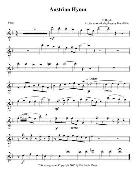 woodwind quintet wedding music - Austrian Hymn image number null