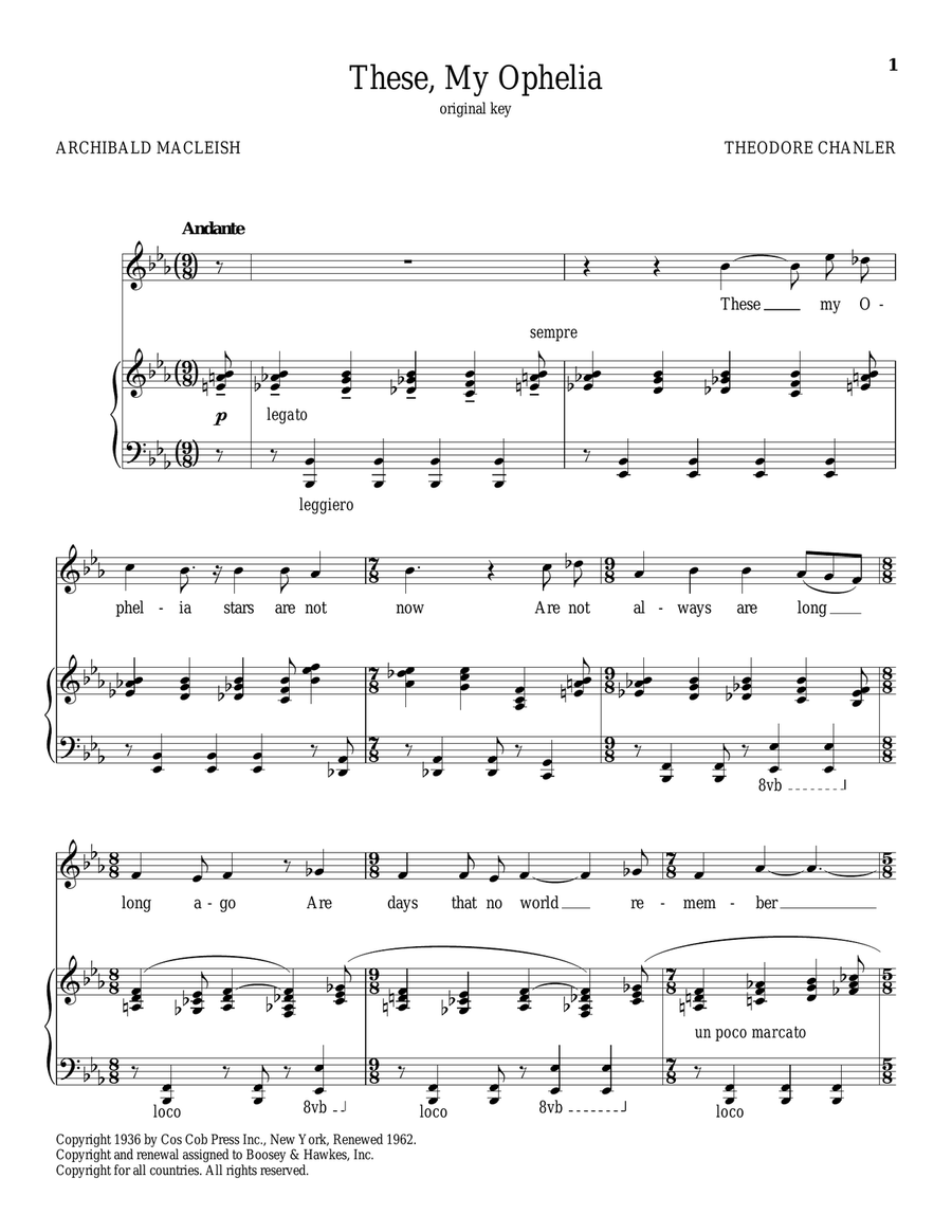 These, My Ophelia High Voice scores gallery preview page 1
