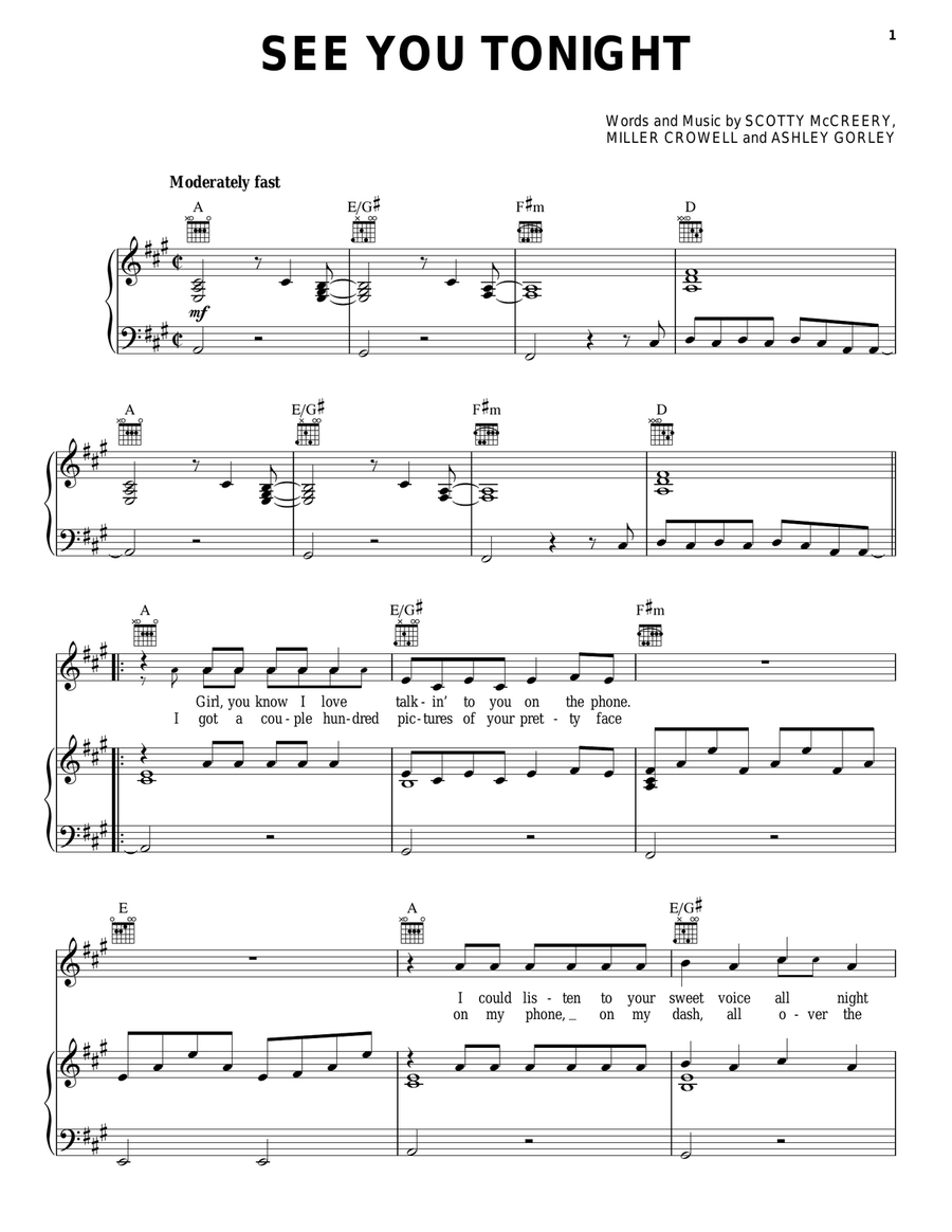 See You Tonight See You Tonight Piano, Vocal, Guitar scores gallery preview page 1