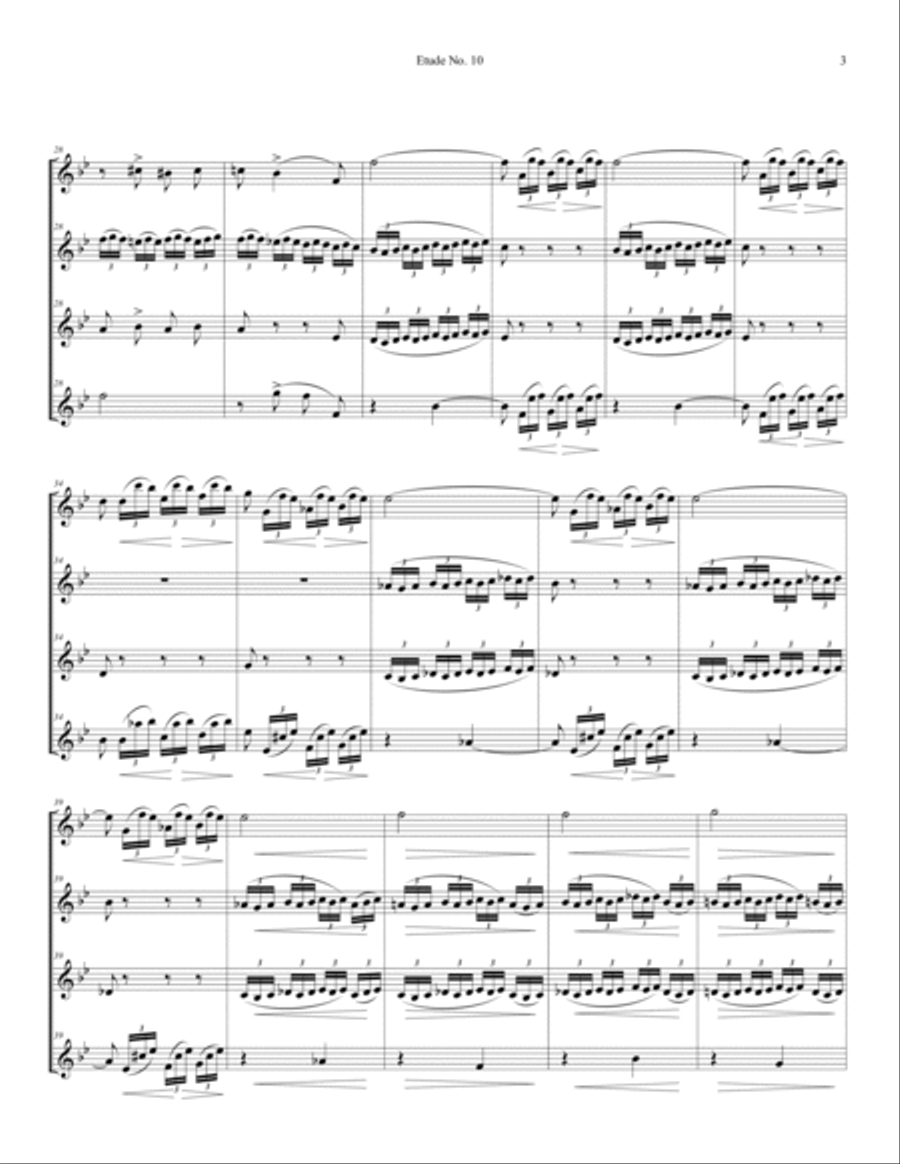 Franz Liszt, Etude No.10. Arranged for Clarinet Quartet Clarinet Quartet scores gallery preview page 3