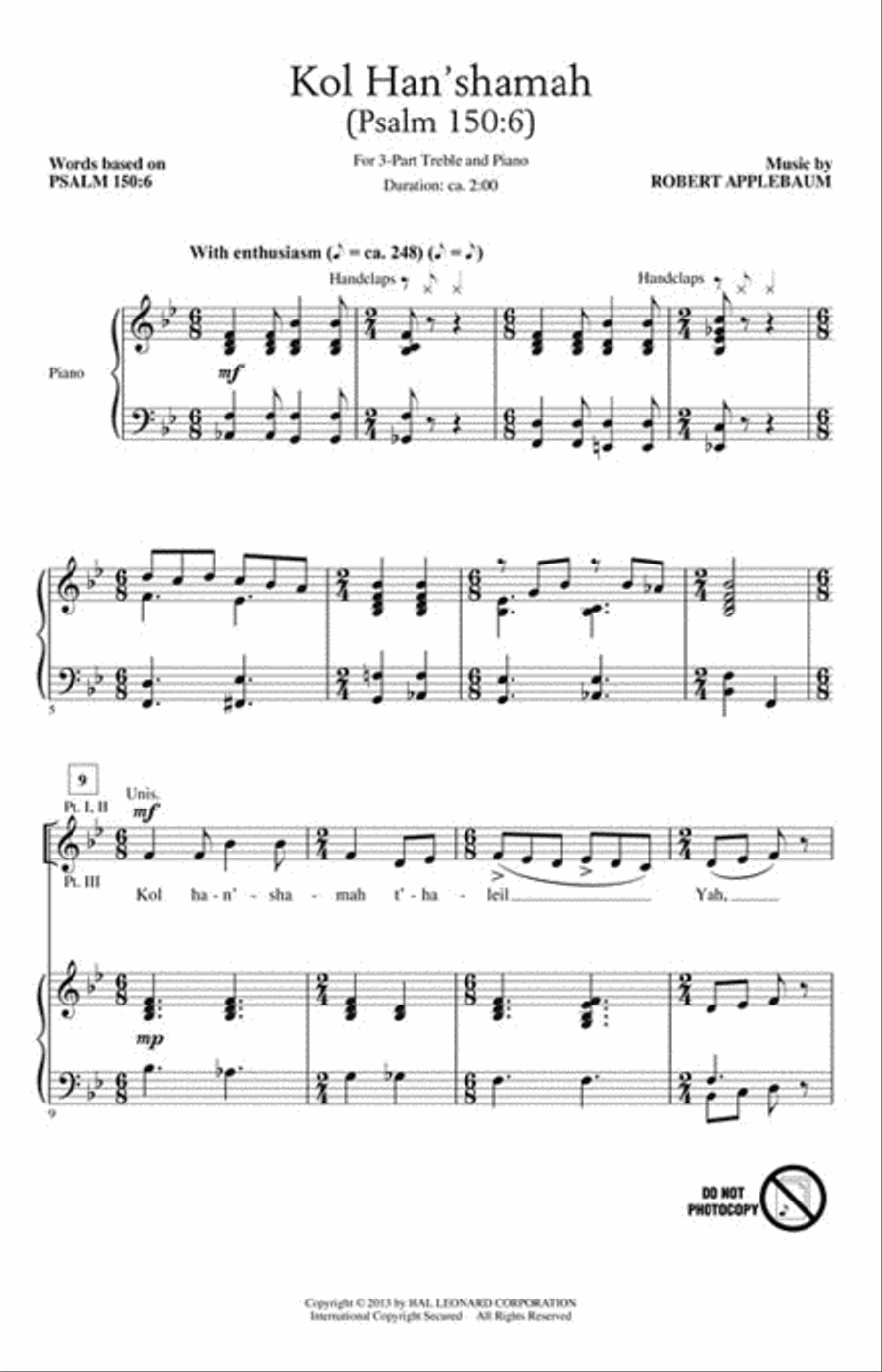 Kol Han'shamah Kol Han'shamah 3-Part scores gallery preview page 2