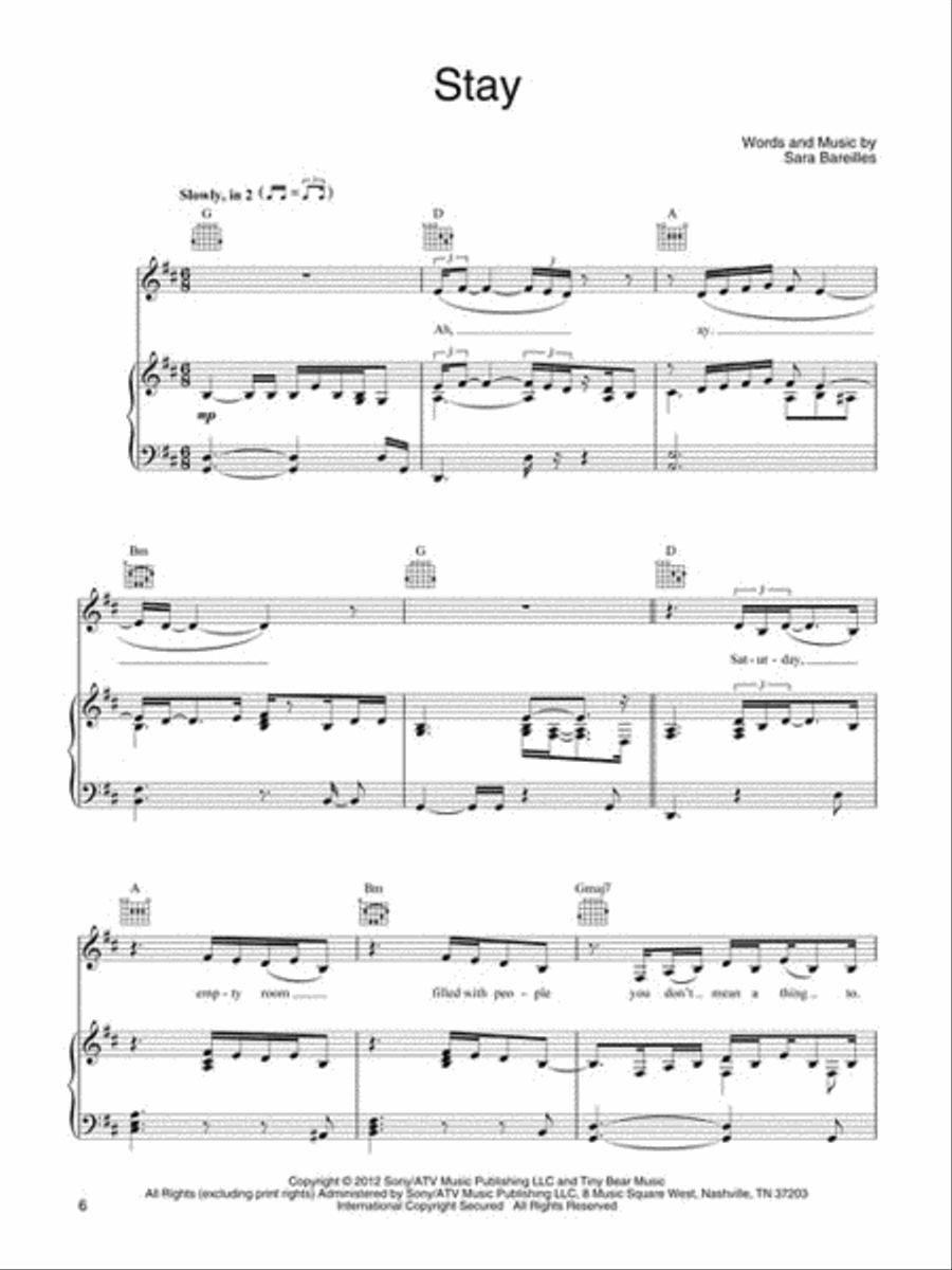 Sara Bareilles - Once Upon Another Time Piano, Vocal, Guitar scores gallery preview page 3