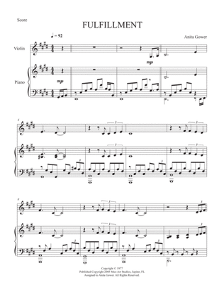 "Fulfillment" transcribed for Violin /Piano #5 from PASSAGE.,