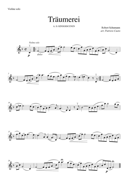 Robert Schumann - Träumerei arranged for violin and strings image number null