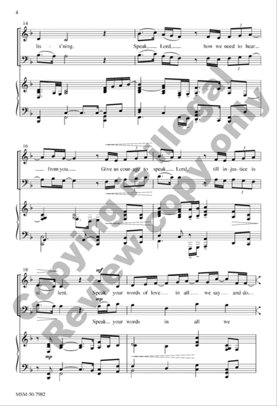 Speak, Lord Speak, Lord 4-Part scores gallery preview page 4