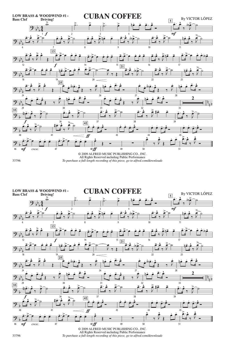 Cuban Coffee: Low Brass & Woodwinds #1 - Bass Clef