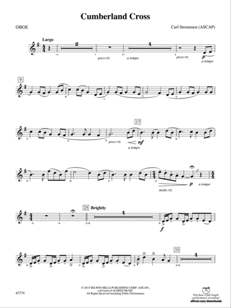 Cumberland Cross: Oboe Cumberland Cross: Oboe Full Orchestra scores gallery preview page 1
