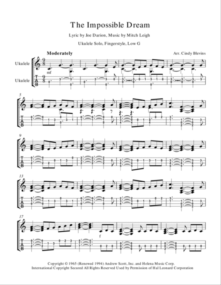 The Impossible Dream (the Quest) Ukulele scores gallery preview page 2