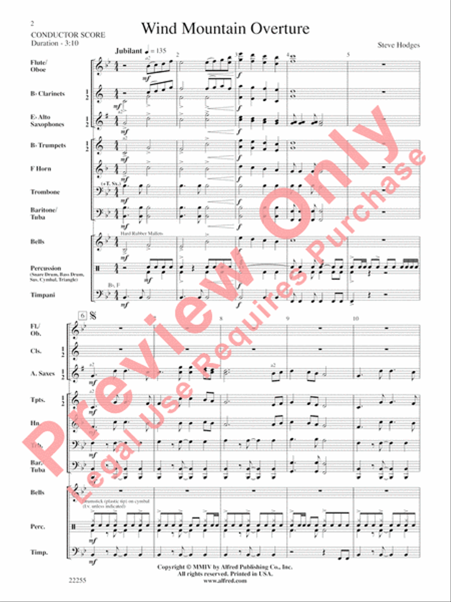 Wind Mountain Overture Concert Band scores gallery preview page 3