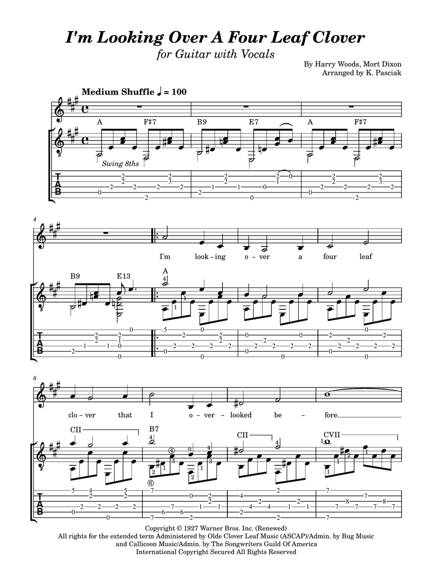 I'm Looking Over A Four Leaf Clover Acoustic Guitar scores gallery preview page 3