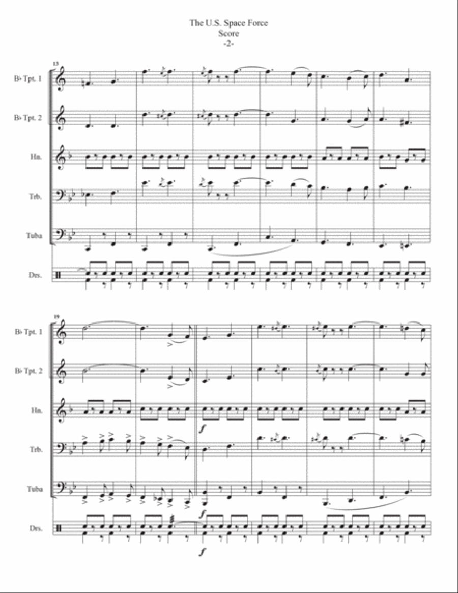 The U. S. Space Force For Brass Quintet Brass Quintet scores gallery preview page 4