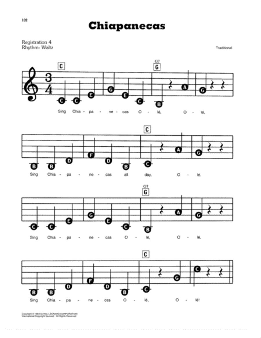 Chiapanecas Electronic Keyboard scores gallery preview page 1
